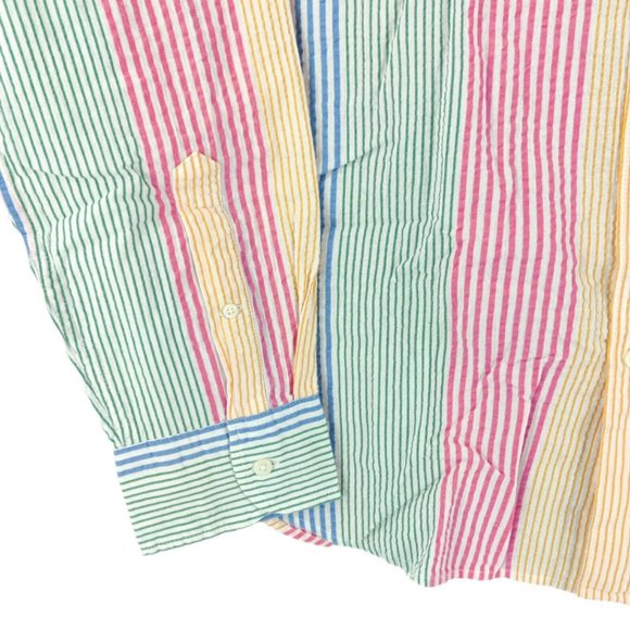 J Crew Slim Seersucker Shirt in Awning Stripe Multi Color (Medium) New with Tag - Picture 8 of 11